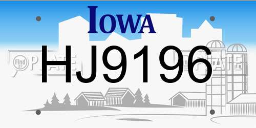 HJ9196 Iowa License Plate