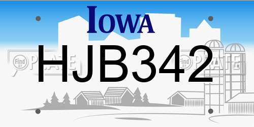 HJB342 Iowa License Plate
