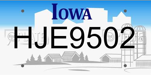 HJE9502 Iowa License Plate
