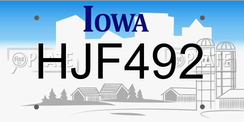 HJF492 Iowa License Plate