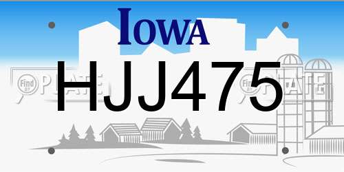 HJJ475 Iowa License Plate