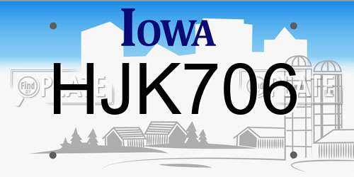 HJK706 Iowa License Plate