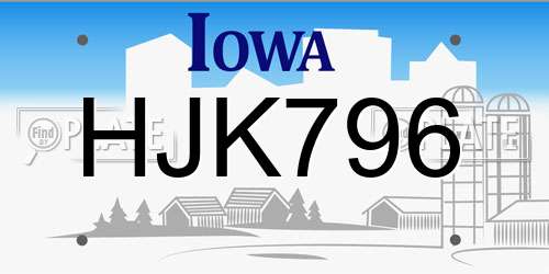 HJK796 Iowa License Plate