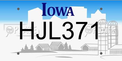 HJL371 Iowa License Plate