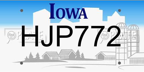 HJP772 Iowa License Plate