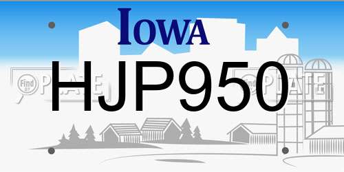 HJP950 Iowa License Plate