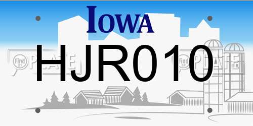 HJR010 Iowa License Plate