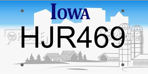 HJR469 Iowa License Plate