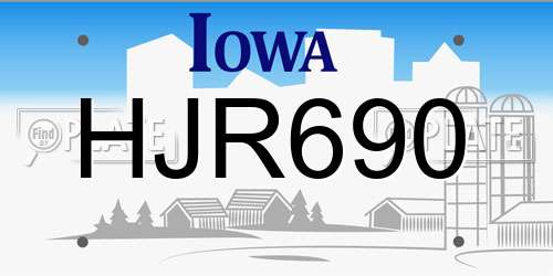 HJR690 Iowa License Plate