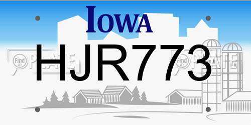 HJR773 Iowa License Plate