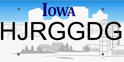 HJRGGDG Iowa License Plate