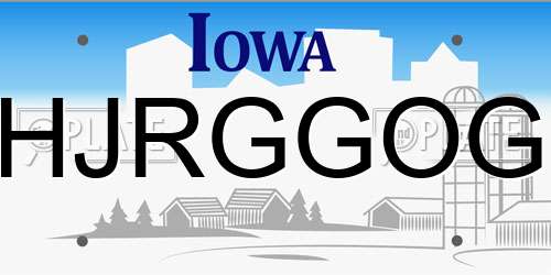 HJRGGOG Iowa License Plate