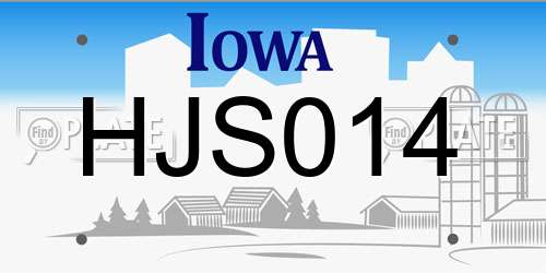 HJS014 Iowa License Plate