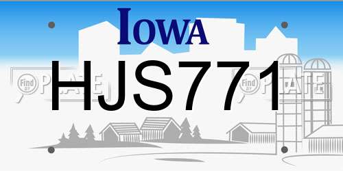 HJS771 Iowa License Plate