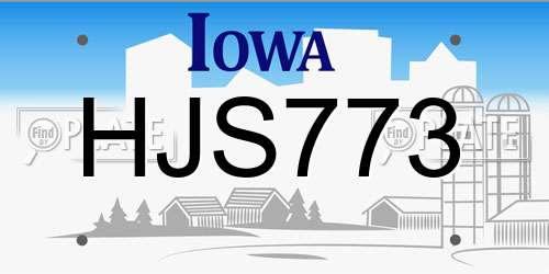 HJS773 Iowa License Plate