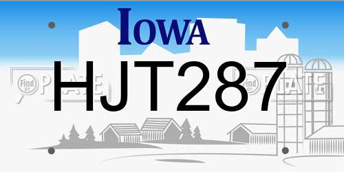 HJT287 Iowa License Plate