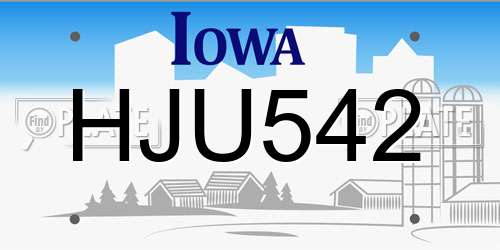 HJU542 Iowa License Plate