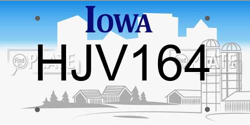 HJV164 Iowa License Plate