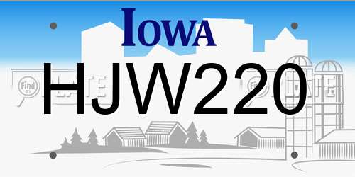 HJW220 Iowa License Plate