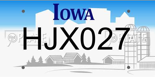 HJX027 Iowa License Plate