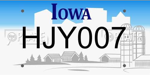 HJY007 Iowa License Plate