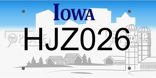 HJZ026 Iowa License Plate