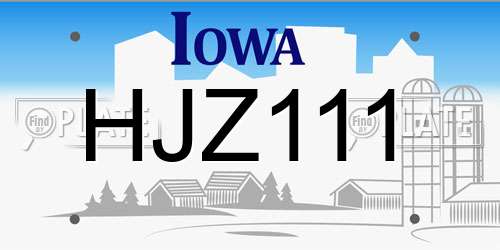 HJZ111 Iowa License Plate