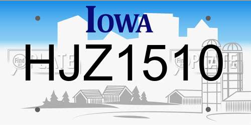 HJZ1510 Iowa License Plate