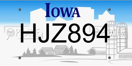 HJZ894 Iowa License Plate