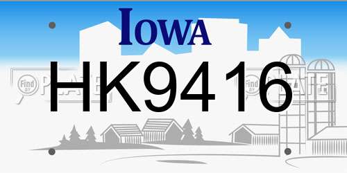 HK9416 Iowa License Plate
