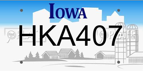 HKA407 Iowa License Plate