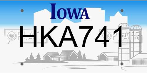 HKA741 Iowa License Plate
