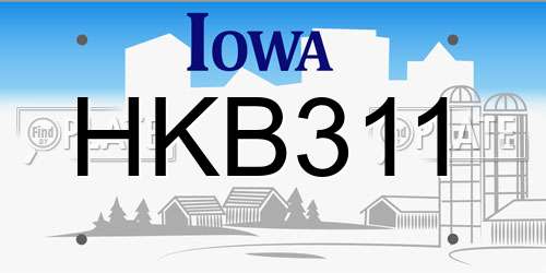 HKB311 Iowa License Plate