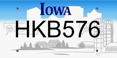 HKB576 Iowa License Plate