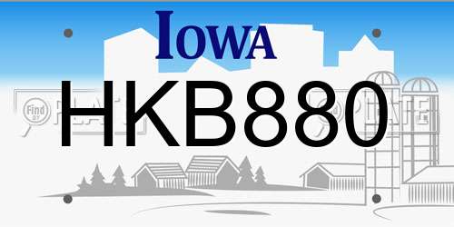 HKB880 Iowa License Plate