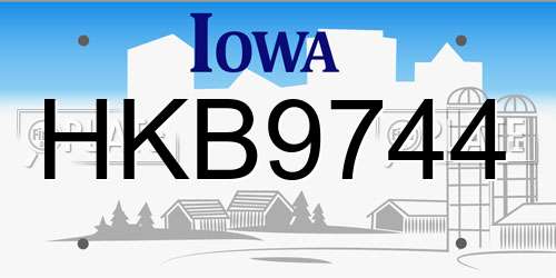 HKB9744 Iowa License Plate