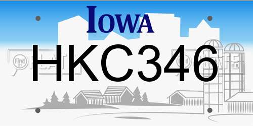 HKC346 Iowa License Plate