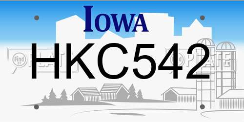 HKC542 Iowa License Plate