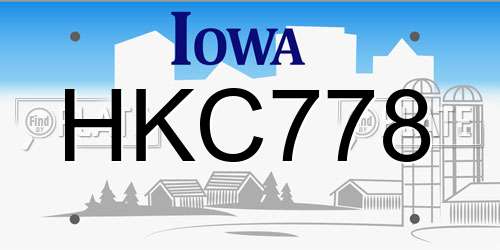 HKC778 Iowa License Plate