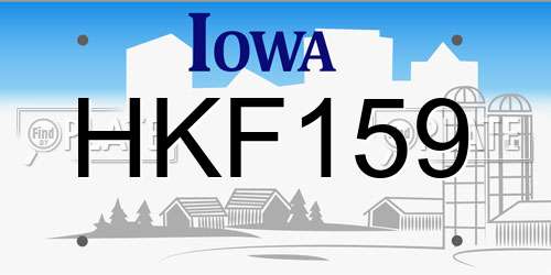 HKF159 Iowa License Plate