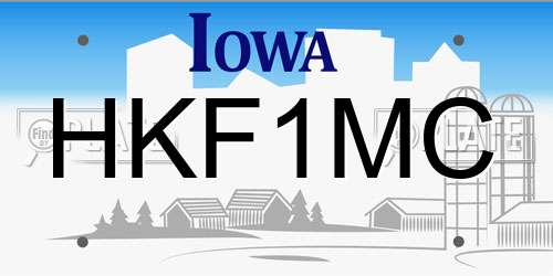 HKF1MC Iowa License Plate