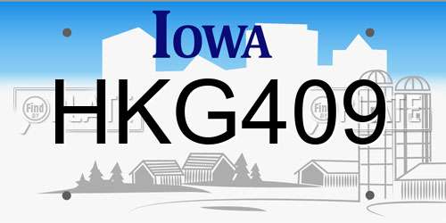 HKG409 Iowa License Plate