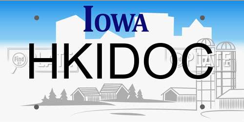 HKIDOC Iowa License Plate