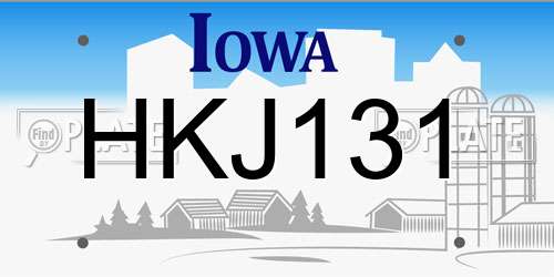 HKJ131 Iowa License Plate
