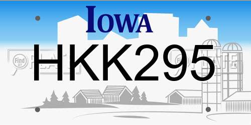 HKK295 Iowa License Plate