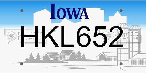 HKL652 Iowa License Plate