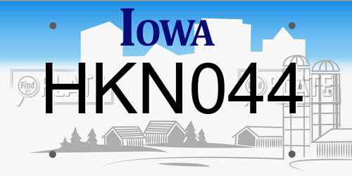 HKN044 Iowa License Plate