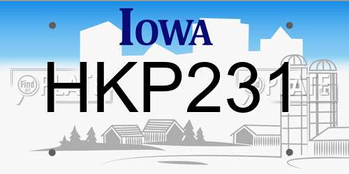 HKP231 Iowa License Plate
