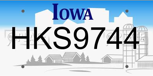 HKS9744 Iowa License Plate