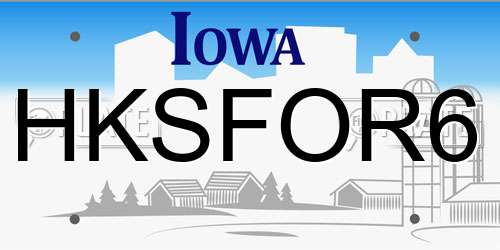 HKSFOR6 Iowa License Plate